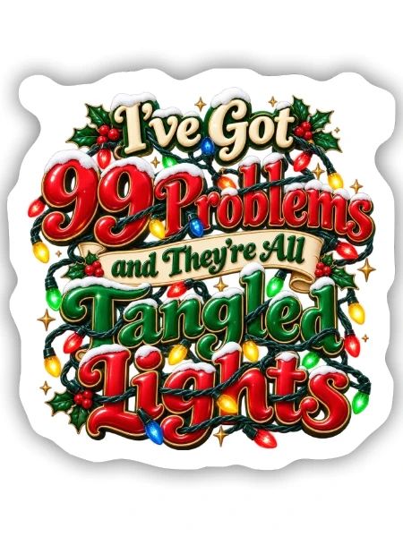 Wortspiel mit verfilzten Weihnachtslichtern - Sticker Größe S (10 x 10 cm) - Mattweiß - Vorne