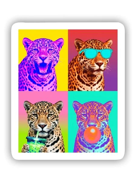 Jaguare Jaguar - Sticker Größe S (10 x 10 cm) - Mattweiß - Vorne