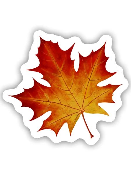 Ahornblatt - Buntes Herbstblatt - Sticker Größe S (10 x 10 cm) - Mattweiß - Vorne