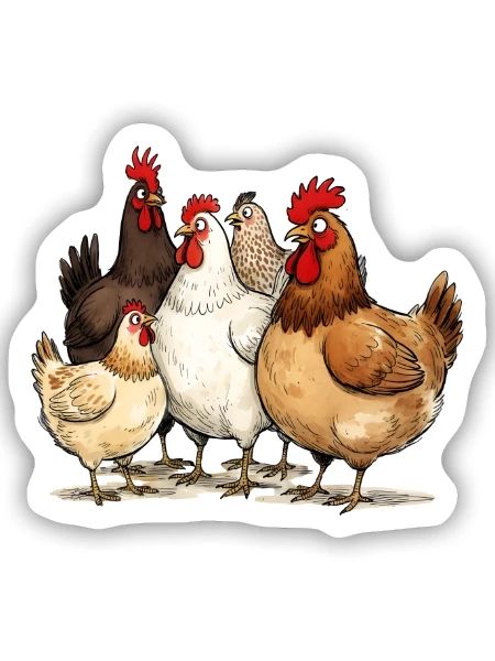 Hennentruppe am Hof Hühner-Flüsterer - Sticker Größe S (10 x 10 cm) - Mattweiß - Vorne