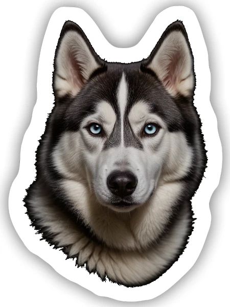 Husky  Porträt - Sticker Größe S (10 x 10 cm) - Mattweiß - Vorne