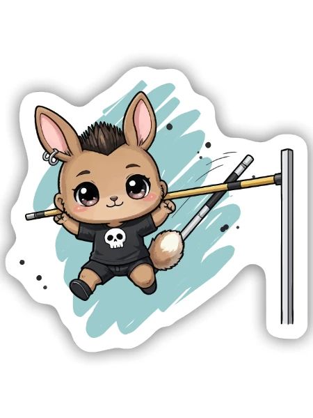 Punk-Kaninchen Sprungkunst - Sticker Größe S (10 x 10 cm) - Mattweiß - Vorne