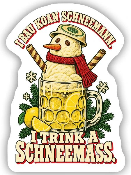 I bau koan Schneemann Schneemaß - Sticker Größe S (10 x 10 cm) - Mattweiß - Vorne