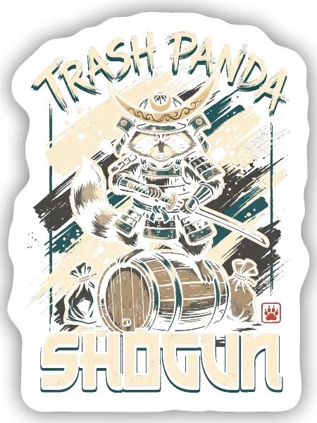 Trash Panda Shogun - Sticker Größe S (10 x 10 cm) - Mattweiß - Vorne