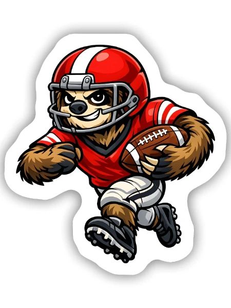 Faultier als Footballspieler – Entspannt zum Touch - Sticker Größe S (10 x 10 cm) - Mattweiß - Vorne