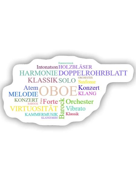 Oboe Wortwolke Klassik Orchester Oboist Oboistin - Sticker Größe S (10 x 10 cm) - Mattweiß - Vorne
