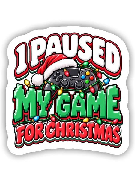 Pause für Weihnachten Gaming - Sticker Größe S (10 x 10 cm) - Mattweiß - Vorne
