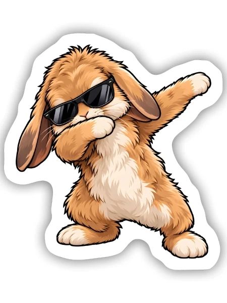 Dabbing-Teddykaninchen - Sticker Größe S (10 x 10 cm) - Mattweiß - Vorne