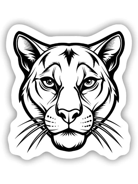 Cougar Head - Sticker Größe S (10 x 10 cm) - Mattweiß - Vorne
