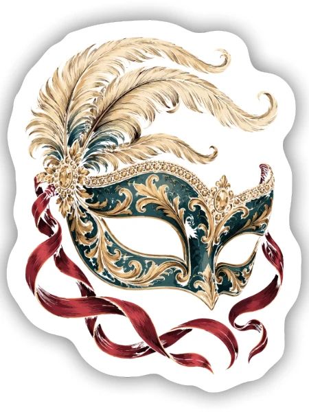 Burlesque Mask - Sticker Größe S (10 x 10 cm) - Mattweiß - Vorne