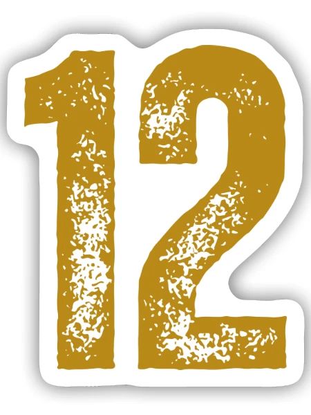 12 - Sticker Größe S (10 x 10 cm) - Mattweiß - Vorne