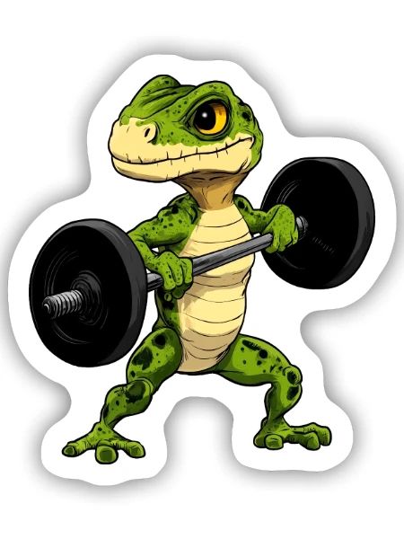 Eidechsen Fitness - Sticker Größe S (10 x 10 cm) - Mattweiß - Vorne