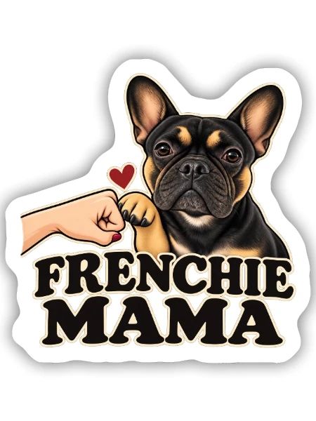 FRENCHIE MAMA – Französische Bulldogge - Sticker Größe S (10 x 10 cm) - Mattweiß - Vorne
