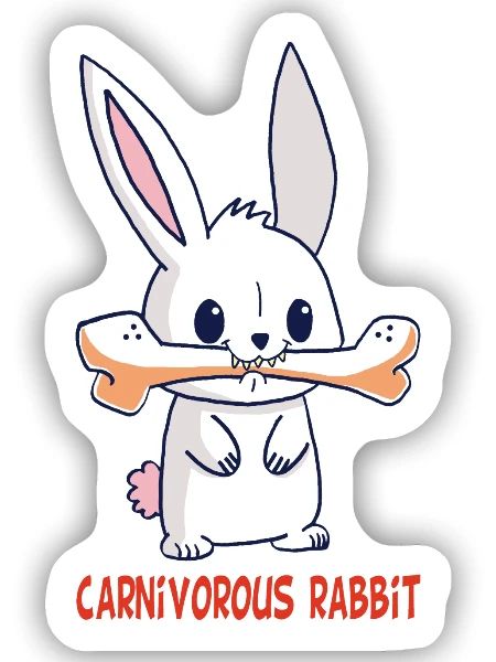 Das fleischfressende Kaninchen - Sticker Größe S (10 x 10 cm) - Mattweiß - Vorne