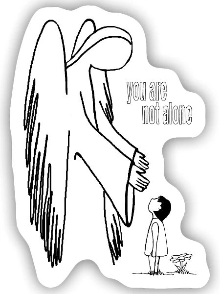 You Are Not Alone – Guardian Angel Comfort Art - Sticker Größe S (10 x 10 cm) - Mattweiß - Vorne