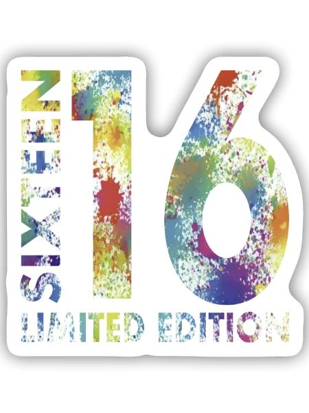 16. Geburtstag Sechszehn Limited Edition - Sticker Größe S (10 x 10 cm) - Mattweiß - Vorne