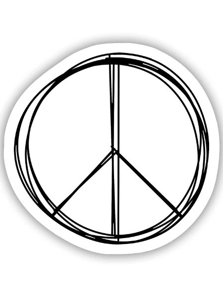 Friedenszeichen handgezeichnet - Sticker Größe S (10 x 10 cm) - Mattweiß - Vorne