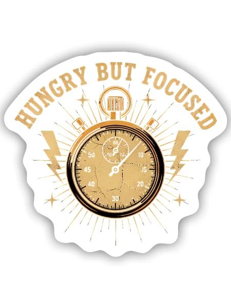 Hungry But Focused Taschenuhr - Sticker Größe S (10 x 10 cm) - Mattweiß - Vorne