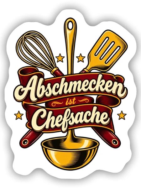 Lustiges Koch Shirt - Abschmecken ist Chefsache - Sticker Größe S (10 x 10 cm) - Mattweiß - Vorne