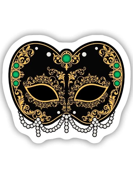 Prunkvolle venezianische Maskenmaske - Sticker Größe S (10 x 10 cm) - Mattweiß - Vorne