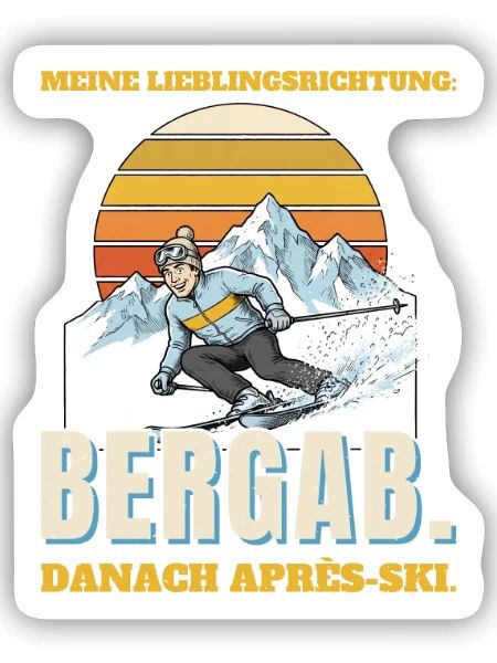 Meine Lieblingsrichtung: bergab - Sticker Größe S (10 x 10 cm) - Mattweiß - Vorne