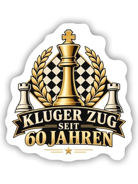 Kluger Zug seit 60 Jahren Schach Geburtstag - Sticker Größe S (10 x 10 cm) - Mattweiß - Vorne