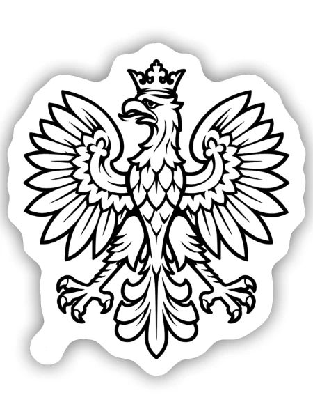 Polnischer Adler Clean Design – Minimal Wappen - Sticker Größe S (10 x 10 cm) - Mattweiß - Vorne