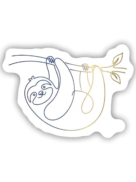 Faultier - Sticker Größe S (10 x 10 cm) - Mattweiß - Vorne