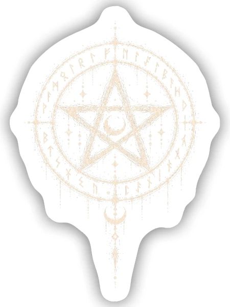Der Drudenfuß im Runenkreis - Sticker Größe S (10 x 10 cm) - Mattweiß - Vorne
