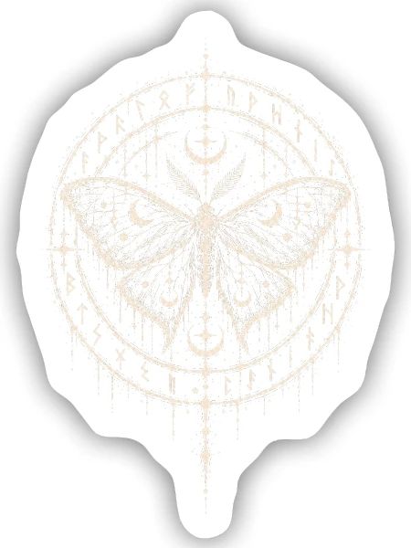 Der Nachtfalter im Runenkreis - Sticker Größe S (10 x 10 cm) - Mattweiß - Vorne