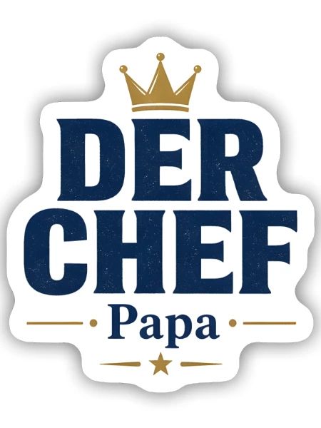 Papa Der Chef - Sticker Größe S (10 x 10 cm) - Mattweiß - Vorne