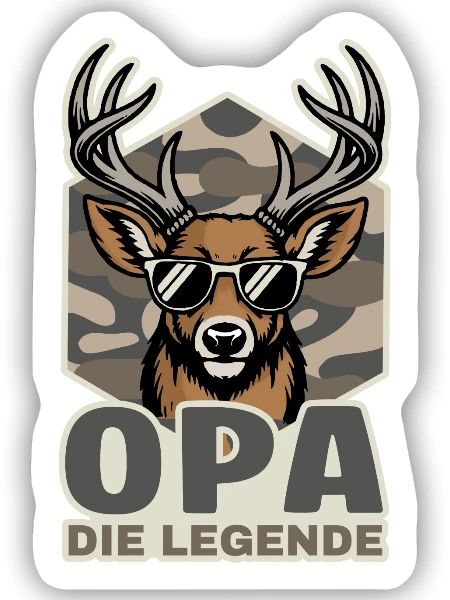 Opa die Legende Hirsch - Sticker Größe S (10 x 10 cm) - Mattweiß - Vorne