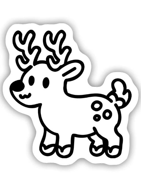 Niedliches Feiertags-Rentier Weihnachts Hirsch SVG - Sticker Größe S (10 x 10 cm) - Mattweiß - Vorne