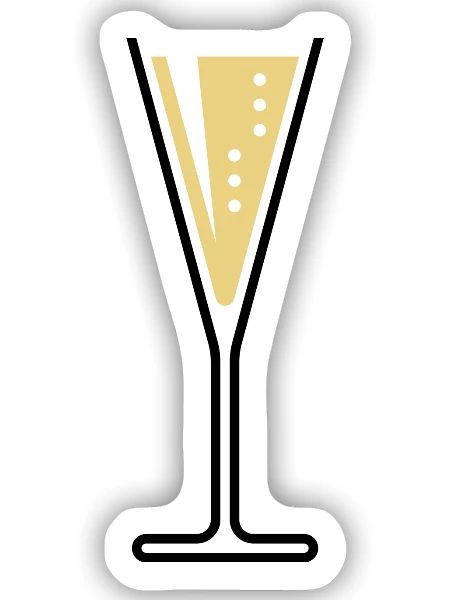 Sektglas (Sekt / Trichter / Offen / 2C) - Sticker Größe S (10 x 10 cm) - Mattweiß - Vorne