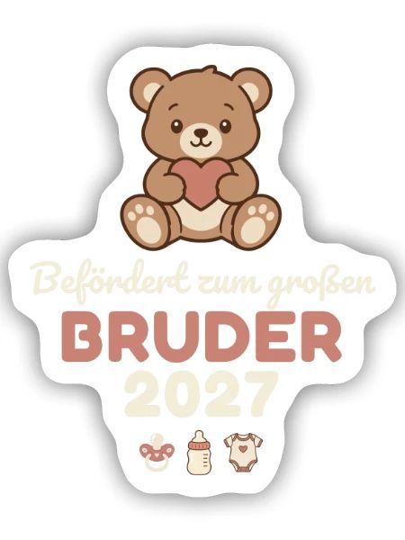 Befördert zum großen Bruder 2027 – Süß - Sticker Größe S (10 x 10 cm) - Mattweiß - Vorne