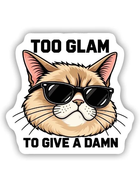 Cool Cat Sunglasses - Sticker Größe S (10 x 10 cm) - Mattweiß - Vorne