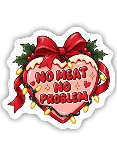 No Meat No Problem Christmas - Sticker Größe S (10 x 10 cm) - Mattweiß - Vorne