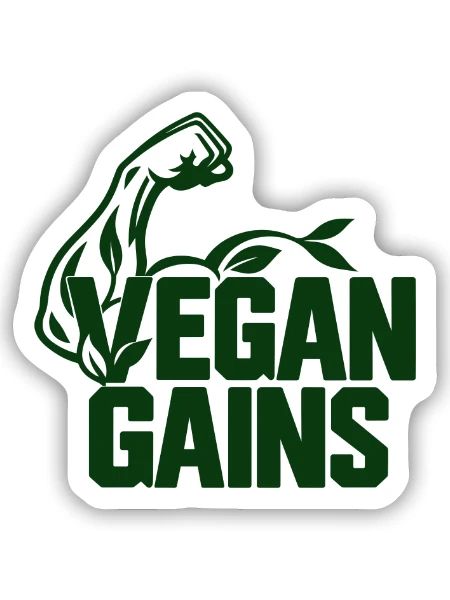 Vegan Gains - Sticker Größe S (10 x 10 cm) - Mattweiß - Vorne