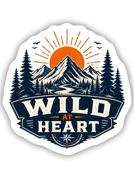 Wild at Heart Bergwelt - Sticker Größe S (10 x 10 cm) - Mattweiß - Vorne