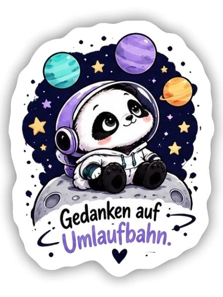 Panda Astronaut auf Umlaufbahn - Sticker Größe S (10 x 10 cm) - Mattweiß - Vorne