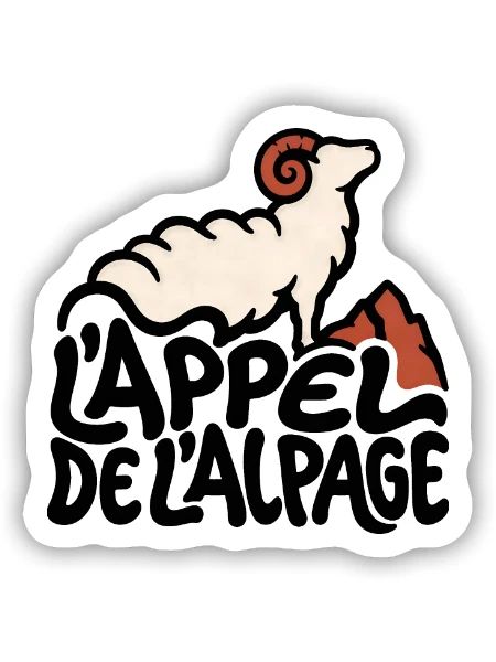 Der Ruf der Alpenweide – Transhumanz-Humor - Sticker Größe S (10 x 10 cm) - Mattweiß - Vorne