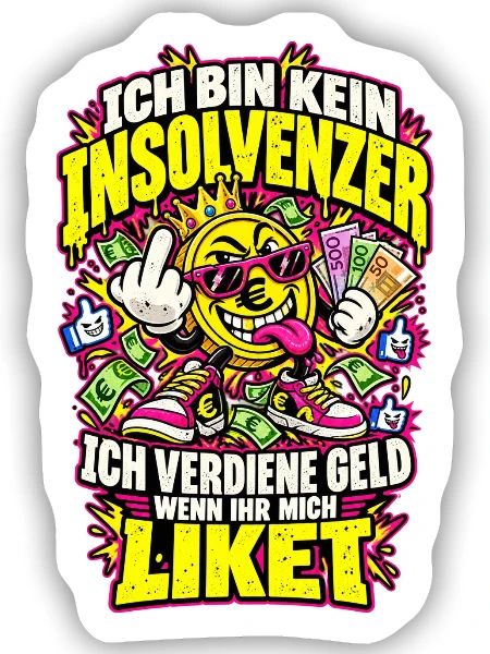 Geldverdiener Like-Spruchshirt - Sticker Größe S (10 x 10 cm) - Mattweiß - Vorne