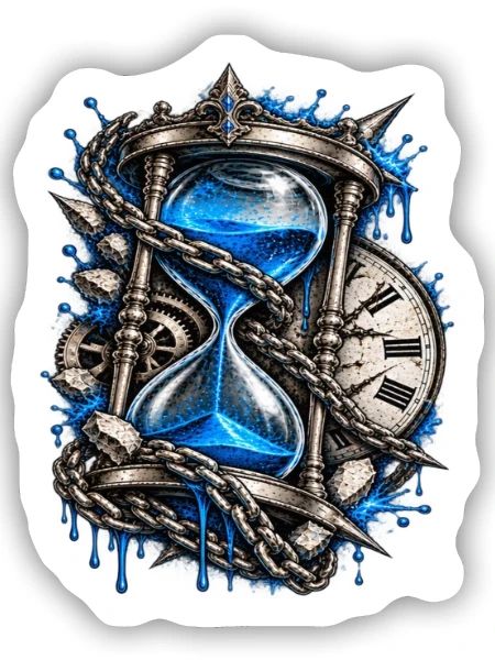 Kettenuhr der Zeitsturm - Sticker Größe S (10 x 10 cm) - Mattweiß - Vorne