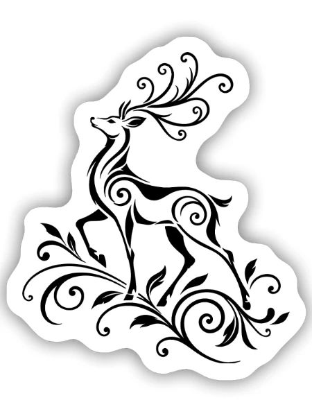 Hirsch mit Geweih - Waldtiere & Natur - Sticker Größe S (10 x 10 cm) - Mattweiß - Vorne