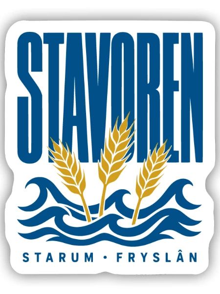 Stavoren Starum Friesland Weizen und Wellen - Sticker Größe S (10 x 10 cm) - Mattweiß - Vorne