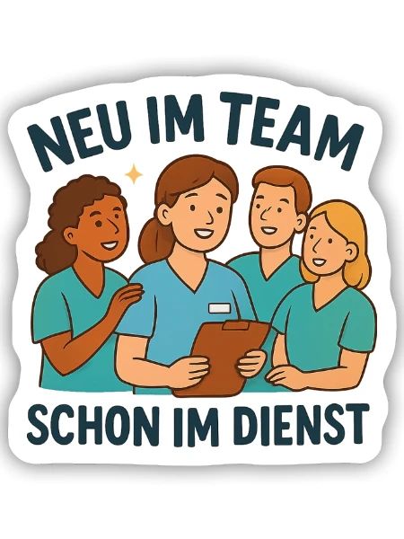 Neue Pflegefachkraft Geschenk zum Teamstart - Sticker Größe S (10 x 10 cm) - Mattweiß - Vorne