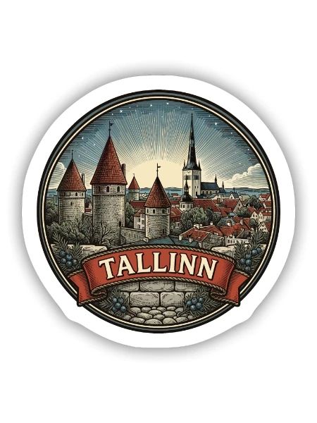 Tallinn Estland Reiseabzeichen Altstadt-Souvenir - Sticker Größe S (10 x 10 cm) - Mattweiß - Vorne