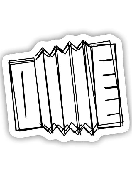 Akkordeon handgezeichnet - Sticker Größe S (10 x 10 cm) - Mattweiß - Vorne