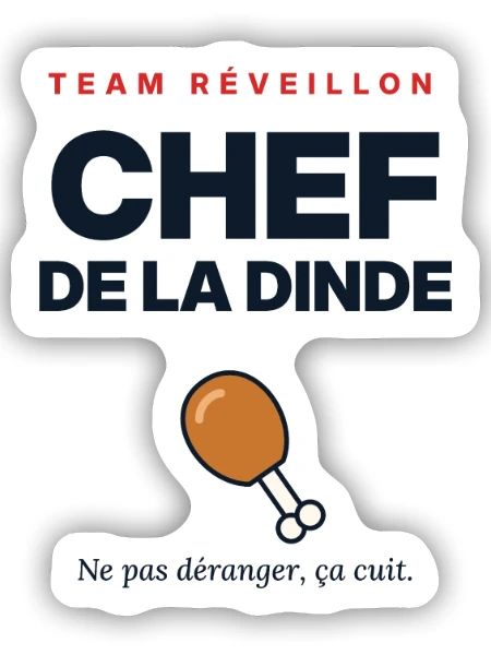 Turkey Chef – Lustiges Weihnachtsessen-T-Shirt - Sticker Größe S (10 x 10 cm) - Mattweiß - Vorne