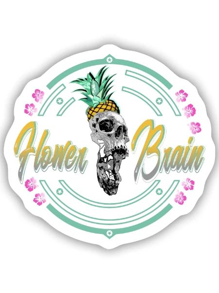Tropischer Schädel mit Ananas - Sticker Größe S (10 x 10 cm) - Mattweiß - Vorne